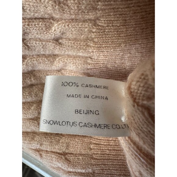 Snow Lotus 100% Cashmere Cardigan Sweater Womens Size 46/M/12 Peach Cable Knit - Picture 6 of 7
